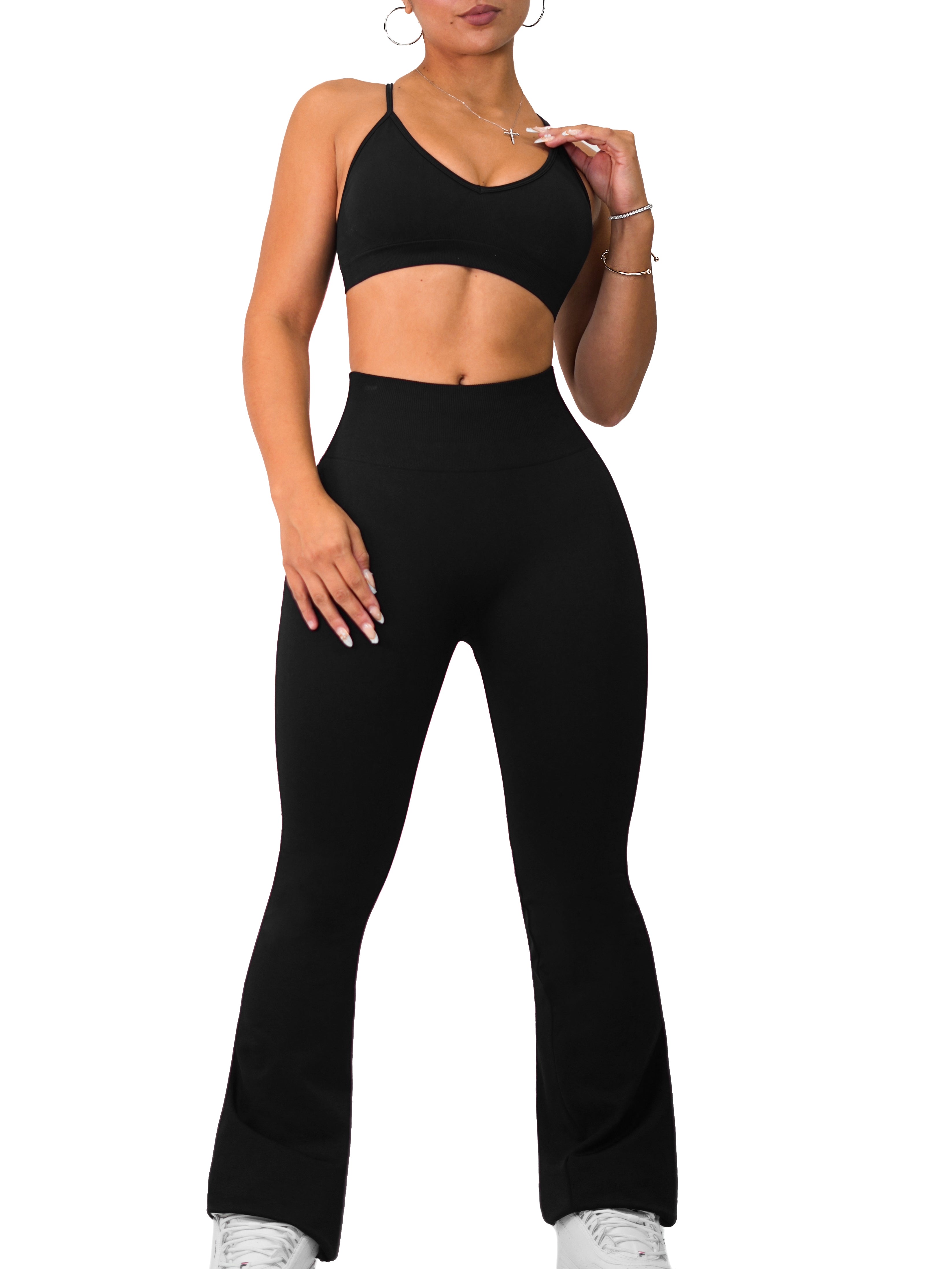 Athletic Seamless Flare Leggings (Elegant Black)