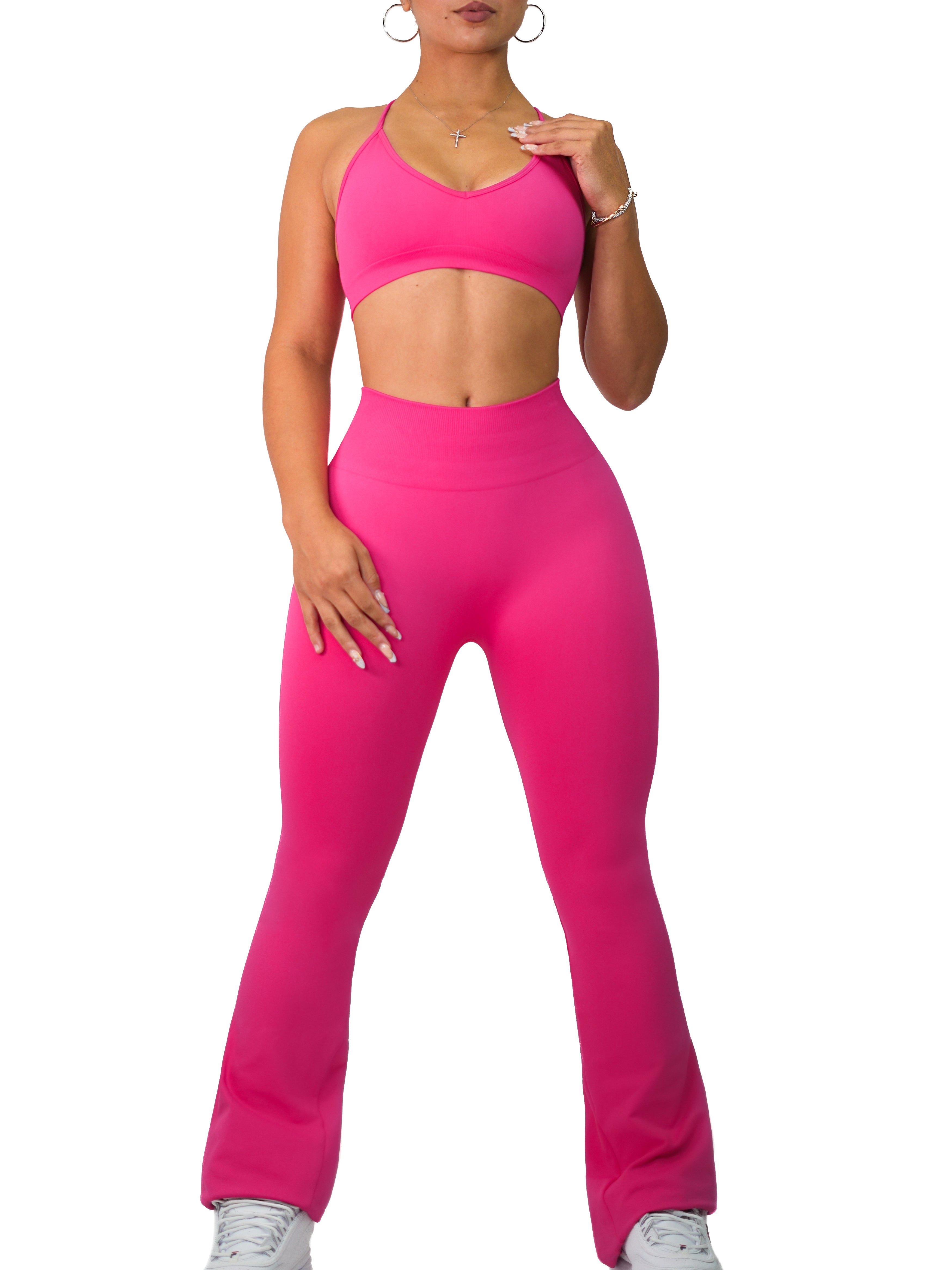 Athletic Seamless Flare Leggings (Polly Pink)