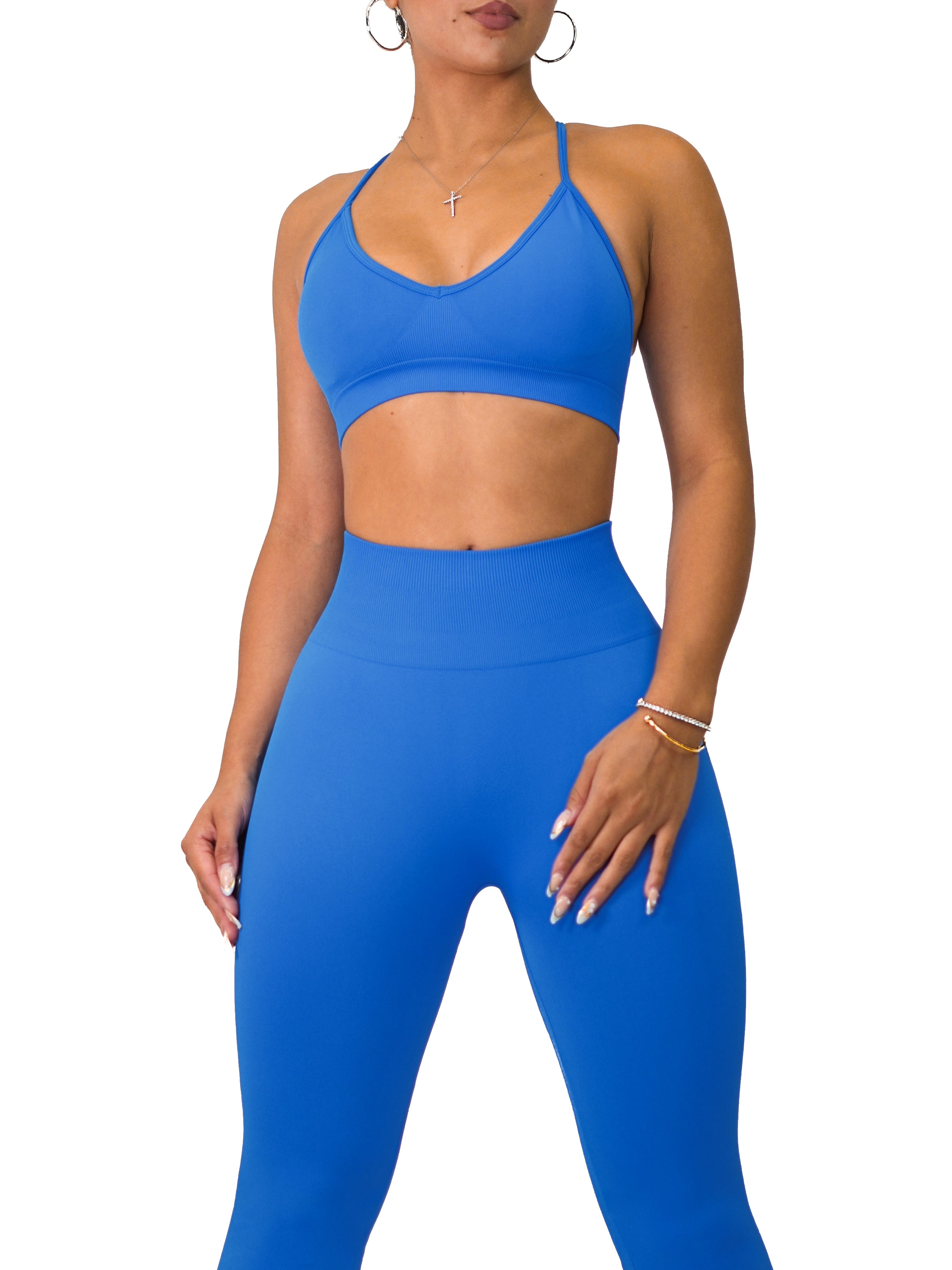 Athletic Seamless Sports Bra (Azure Blue)