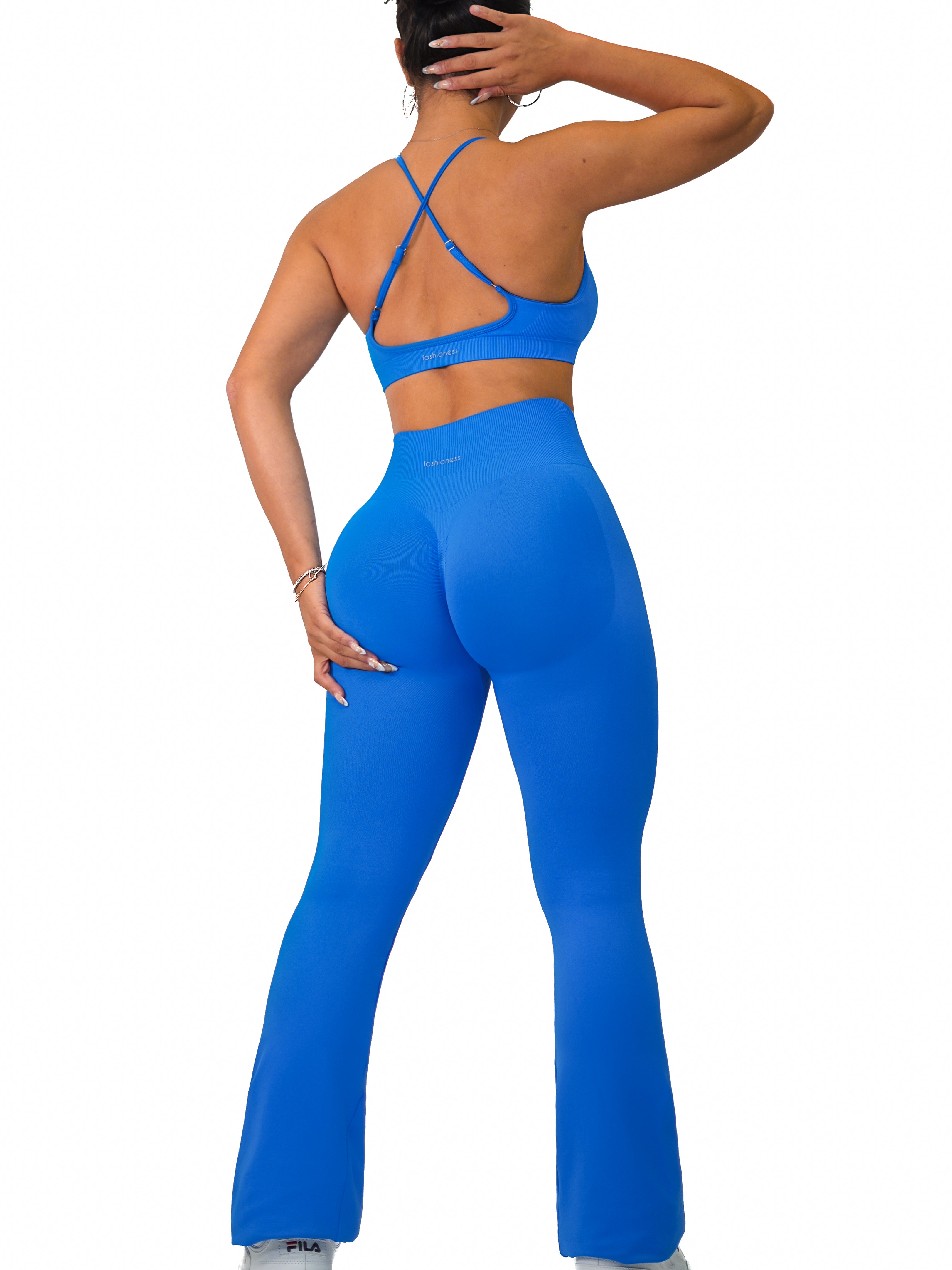 Athletic Seamless Flare Leggings (Azure Blue)