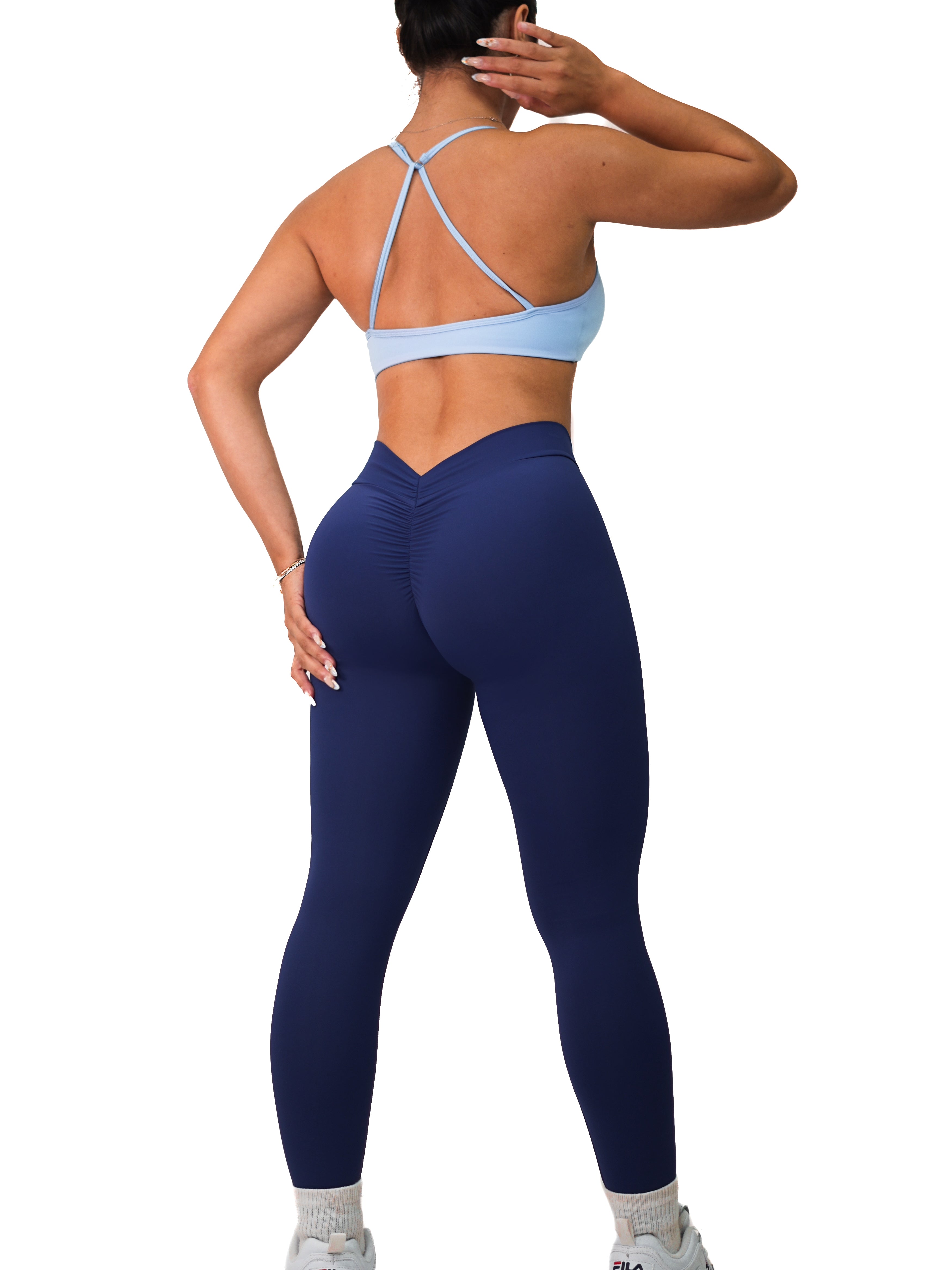 V Back Scrunch Leggings (Navy Blue)