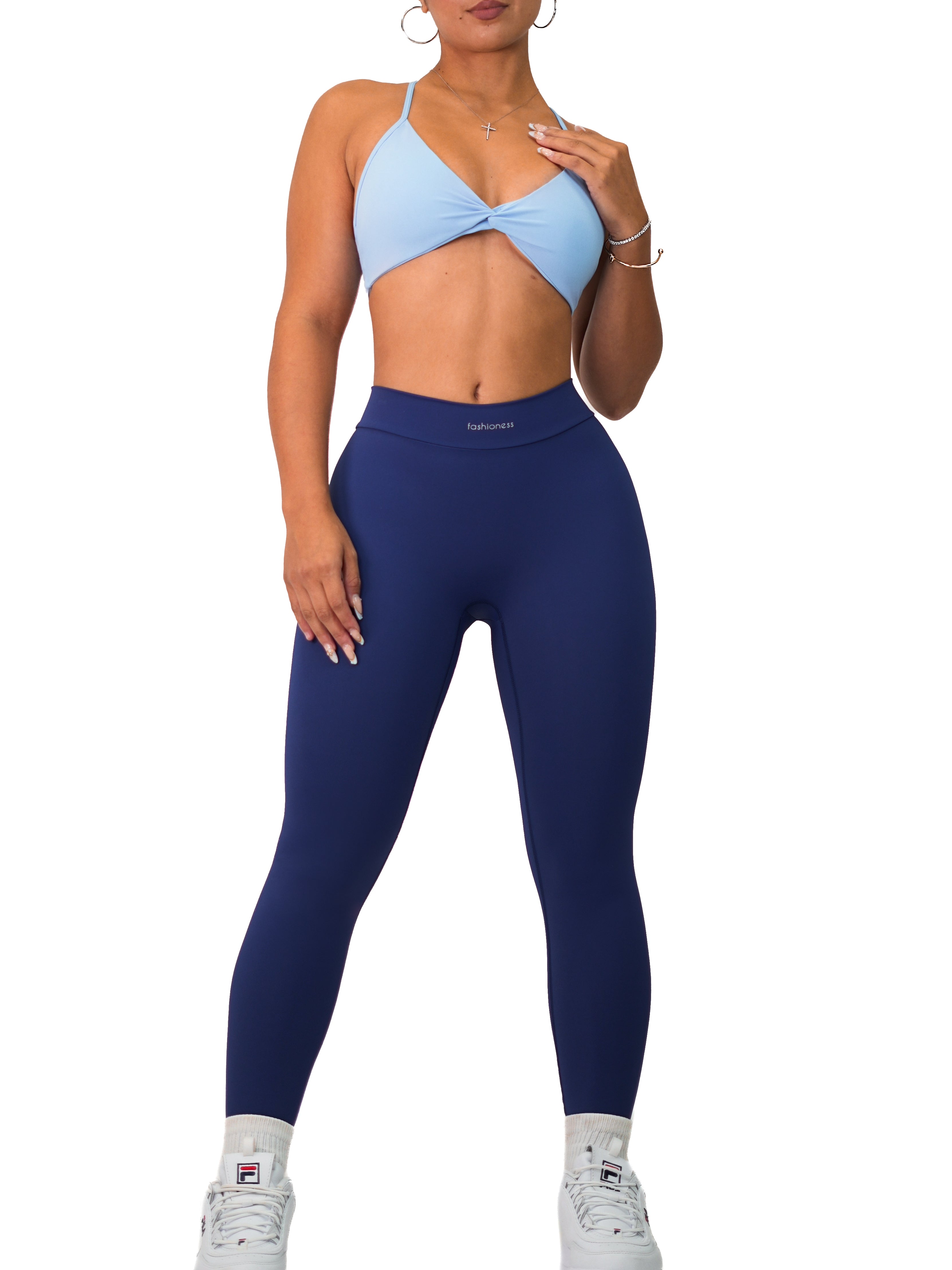 V Back Scrunch Leggings (Navy Blue)