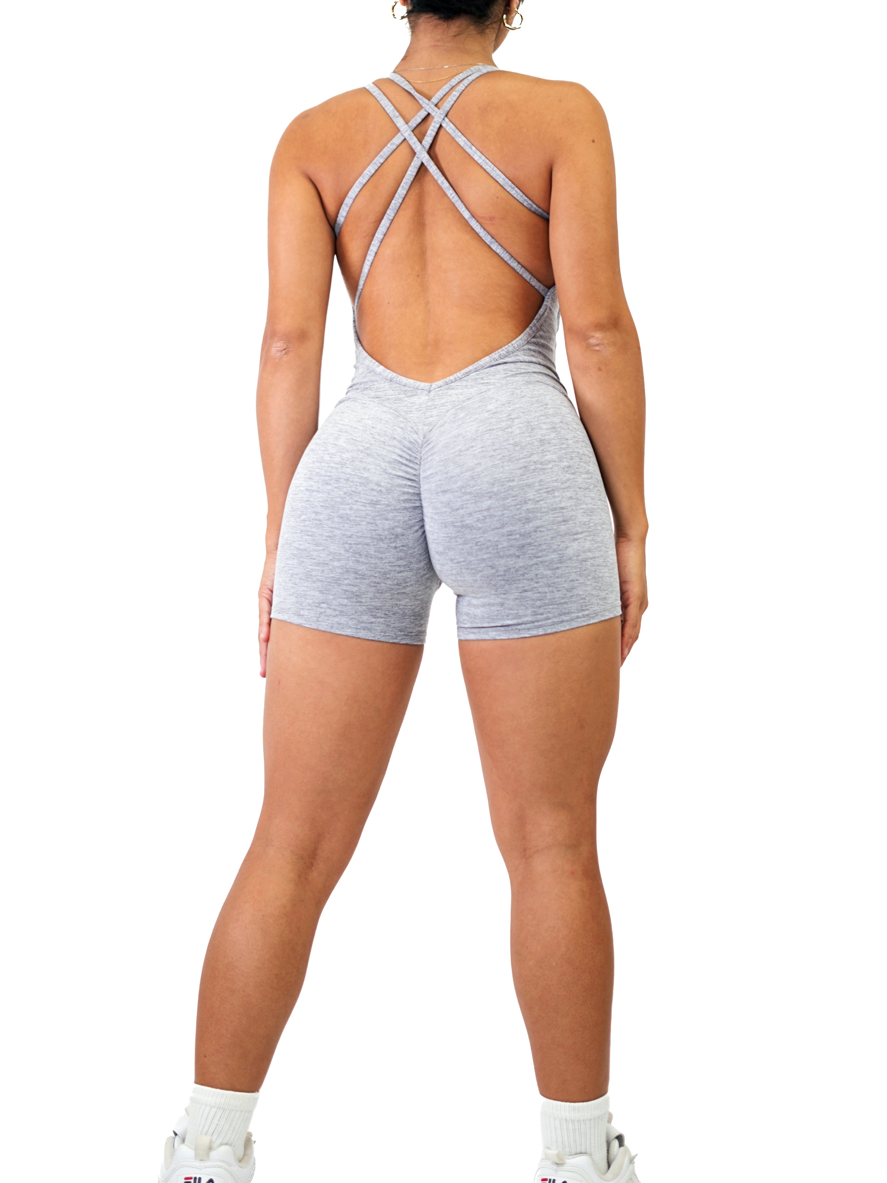 Low Back Scrunch Romper (Light Gray)