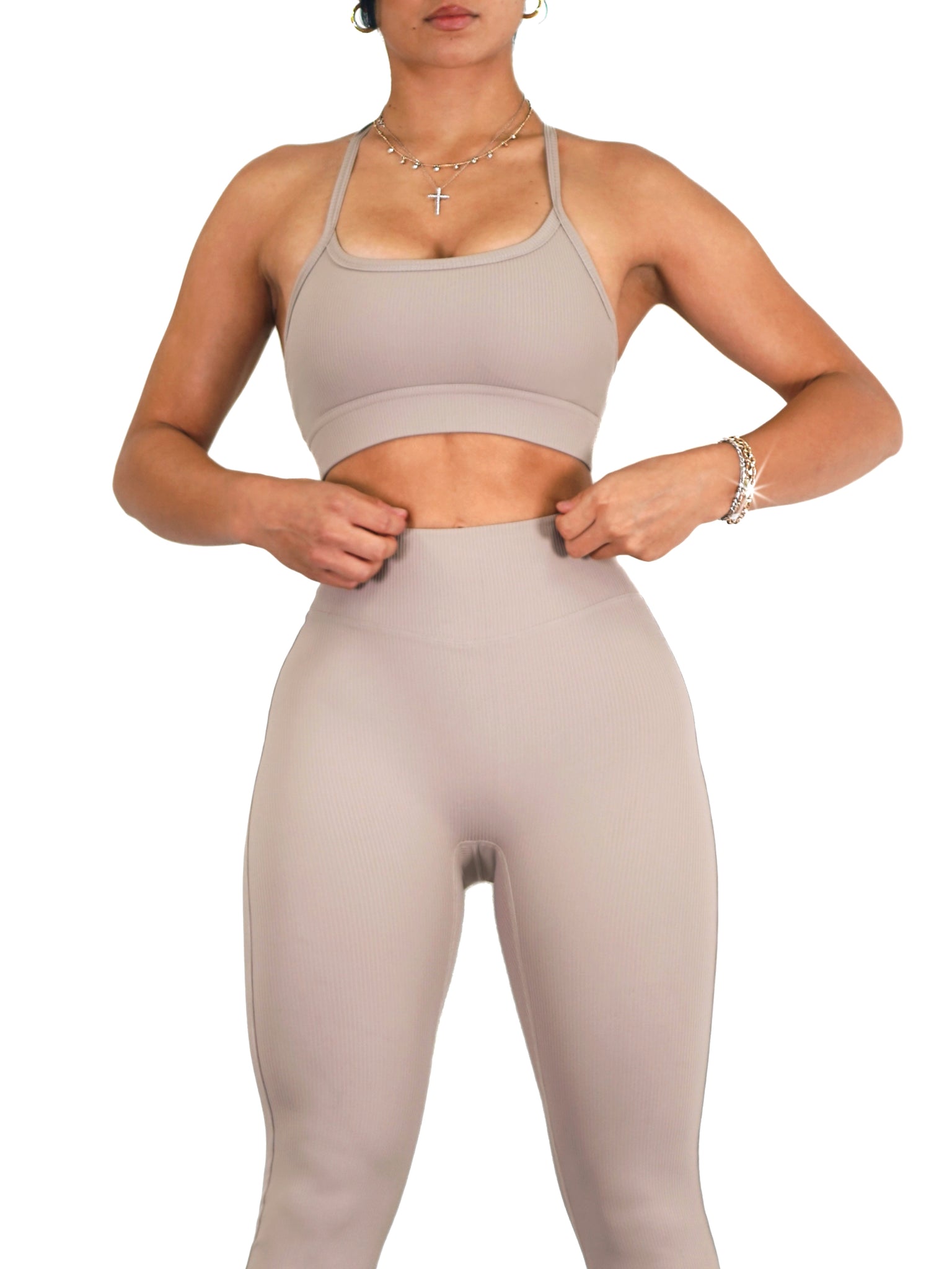 Ribbed Athletic Sports Bra (Pearl Taupé) – Fitness Fashioness