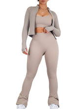 Load image into Gallery viewer, Flare Ribbed Athletic Leggings (Pearl Taupé)