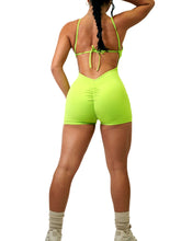 Load image into Gallery viewer, Mirage Short Scrunch Romper (Apple Green)