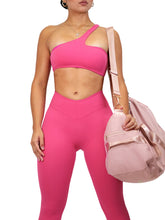 Load image into Gallery viewer, Cross Shoulder Sports Bra (Hot Pink)