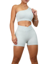 Load image into Gallery viewer, Off Shoulder Ribbed Sports Bra (Light Gray)