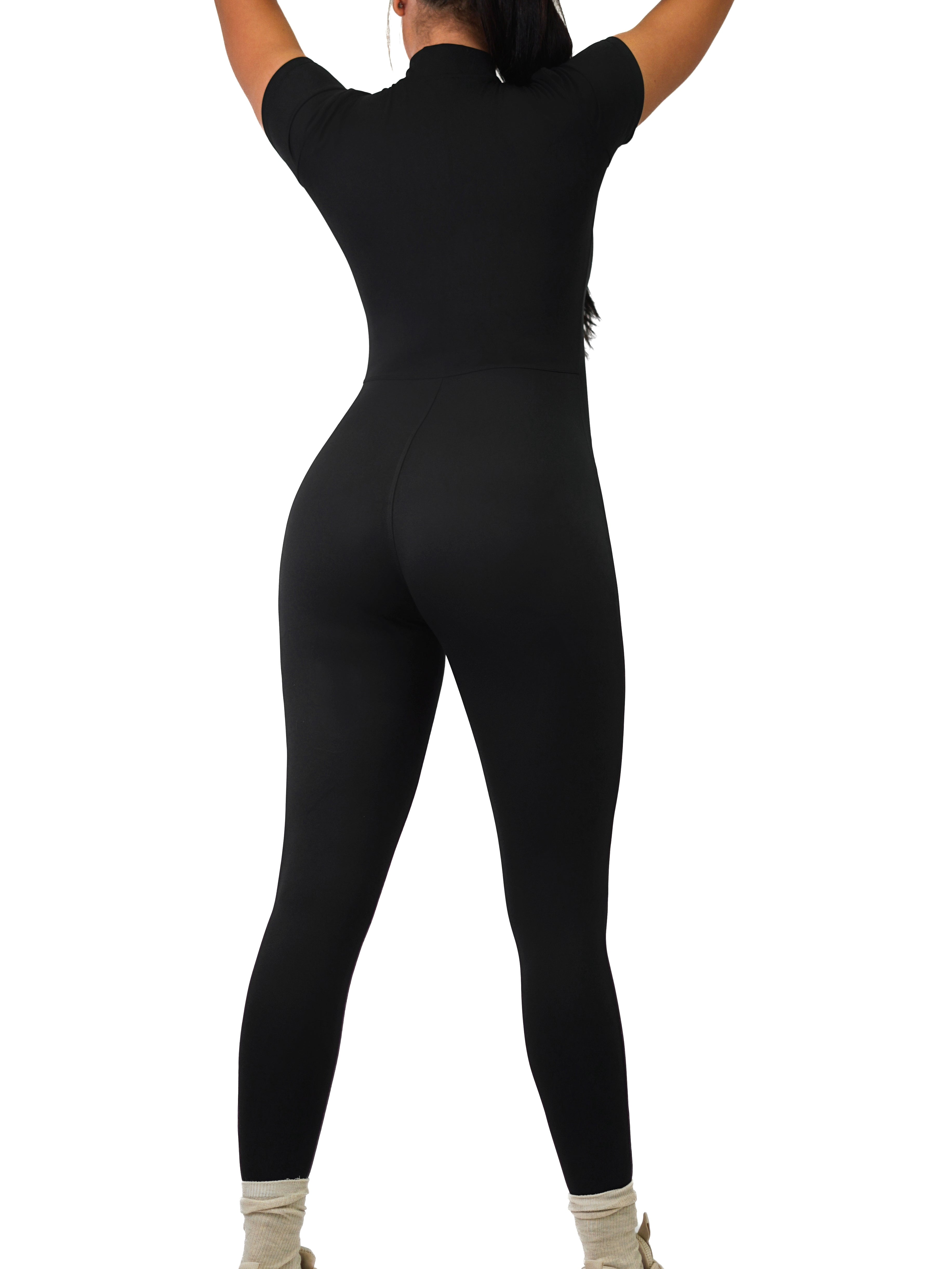 Fitted Zipper Jumpsuit (Elegant Black)