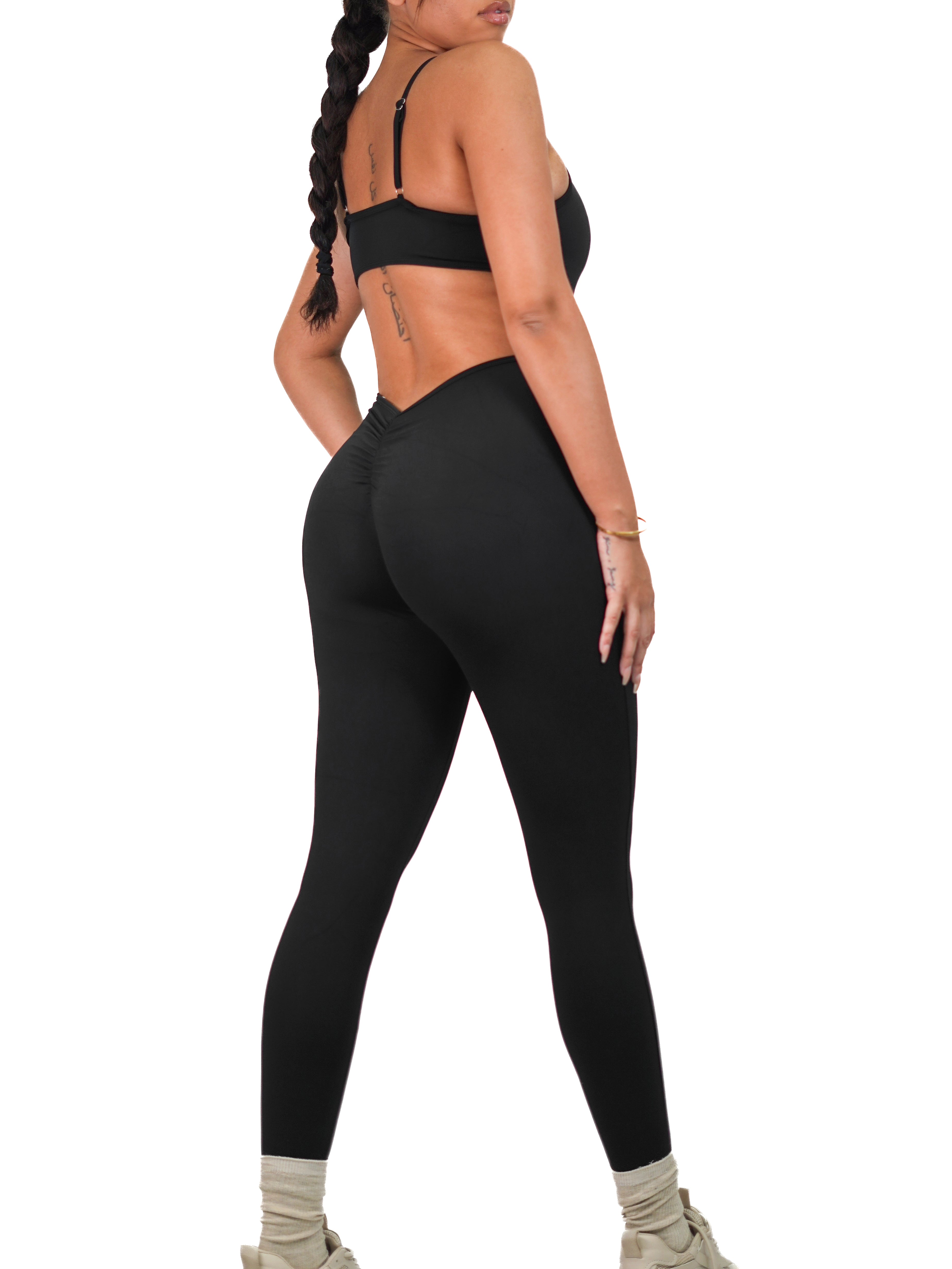 Two-Face Scrunch Jumpsuit (Black)