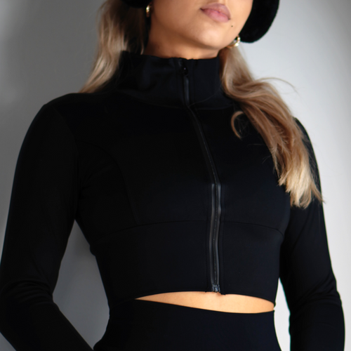 Compression Cropped Sweater (Black)