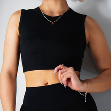 Load image into Gallery viewer, Fitted Cropped Tank Top (Black)