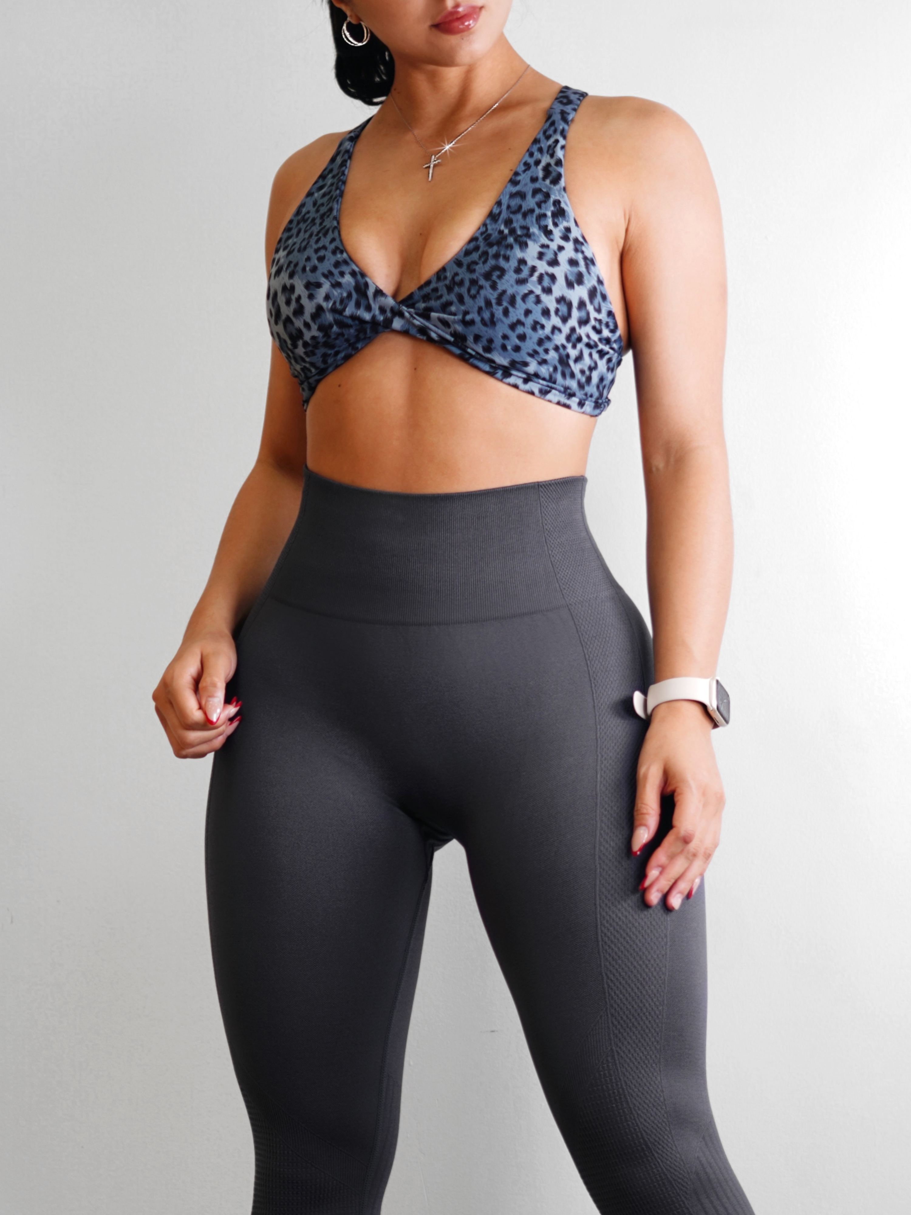 Leopard Twist Sports Bra (French Blue)