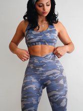 Load image into Gallery viewer, Camouflage Sports Bra (Blue &amp; Gray)