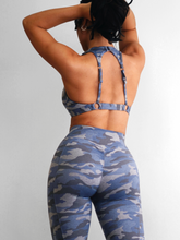 Load image into Gallery viewer, Camouflage Sports Bra (Blue &amp; Gray)