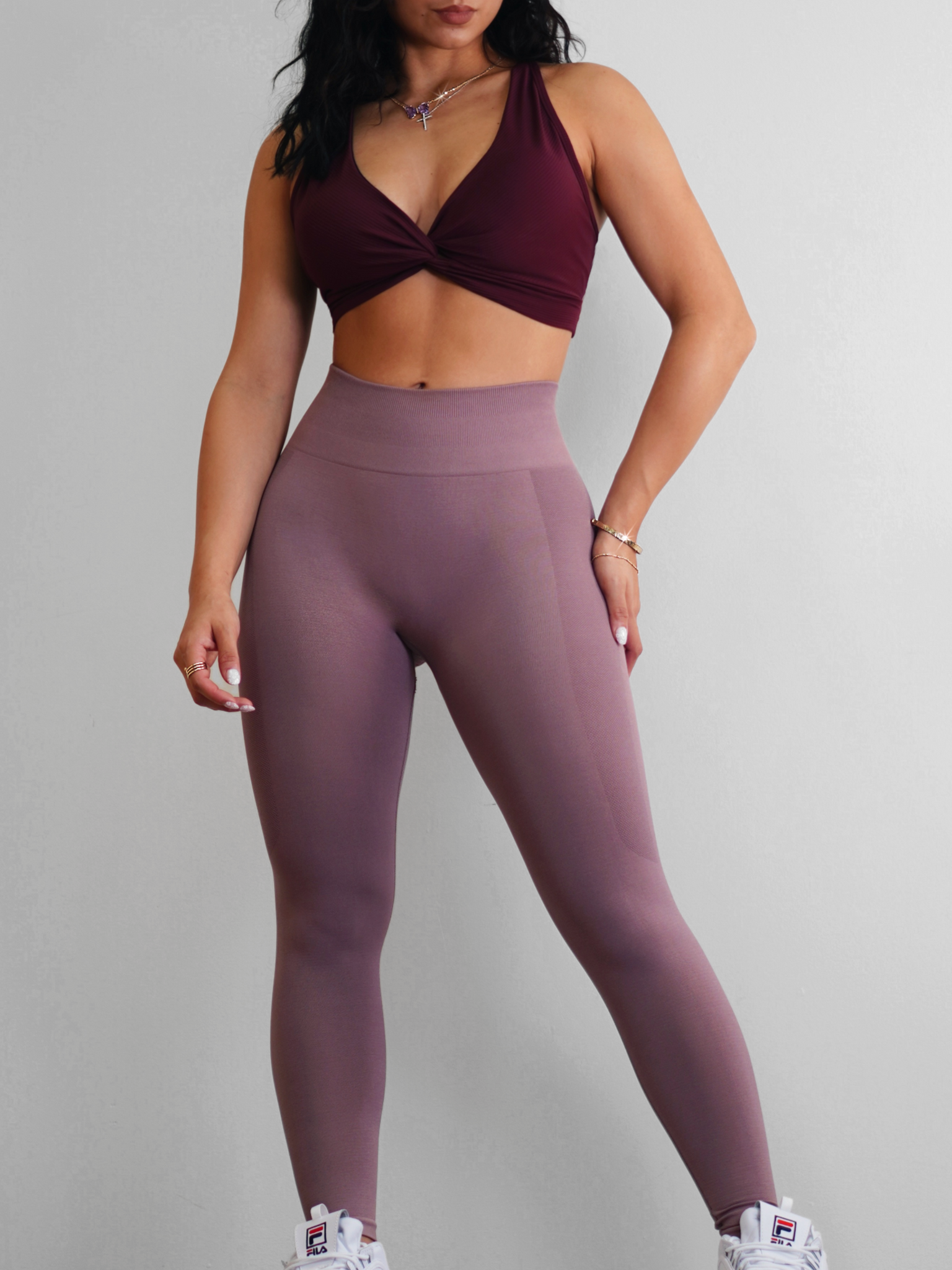 Workout set size medium new high waisted leggings crop top scrunch leggings  New