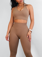 Load image into Gallery viewer, Clubhouse Collar Sports Bra (Light Brown)