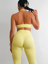 Load image into Gallery viewer, Athletic Scrunch Sports Bra (Pastel Yellow)
