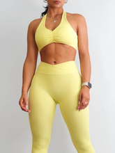 Load image into Gallery viewer, Athletic Scrunch Sports Bra (Pastel Yellow)