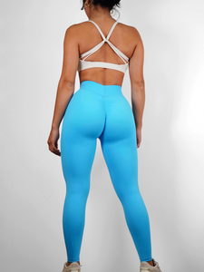 V Back Scrunch Leggings (Caribbean Blue)