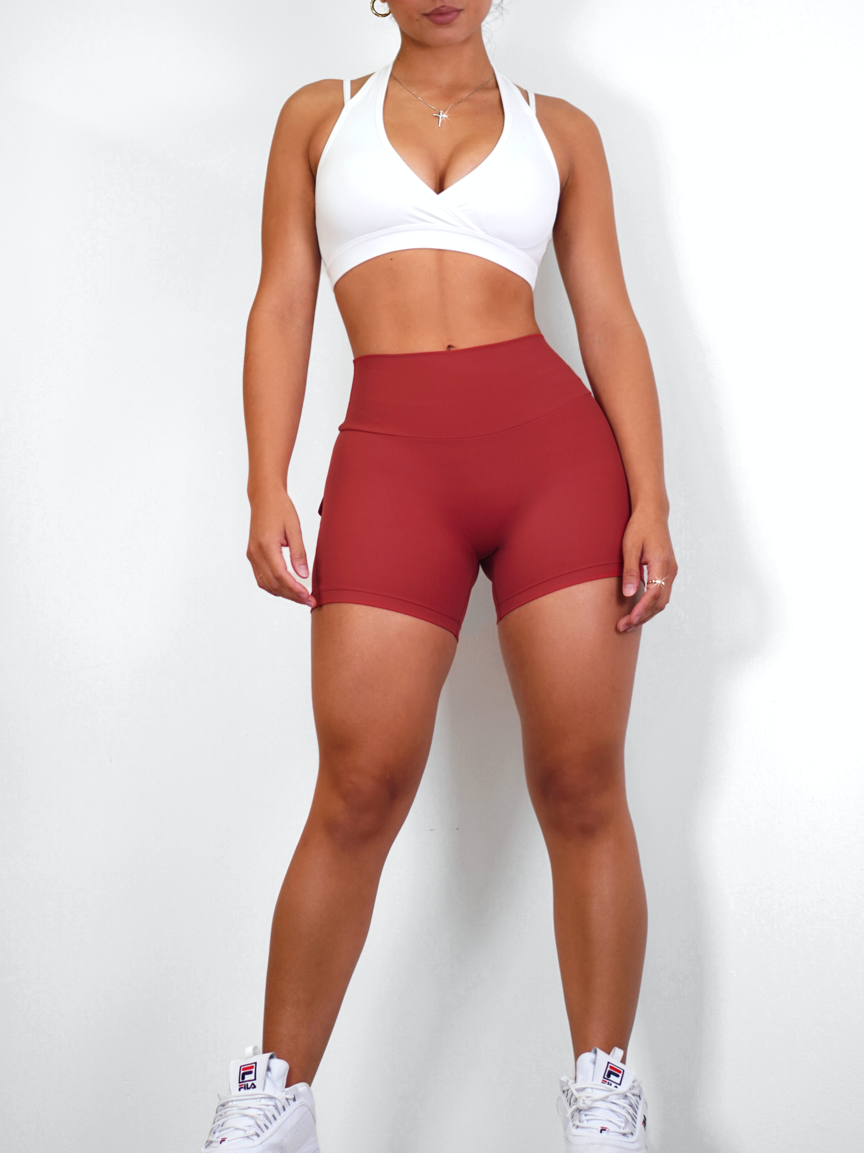 Booty Pocket Scrunch Shorts (Matte Red)