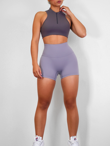 High Waisted Booty Shorts (Lilac Taupé)