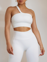 Load image into Gallery viewer, Ribbed Off-Shoulder Sports Bra (White)