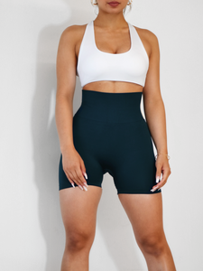 High Waisted Athletic Shorts (Navy Teal)