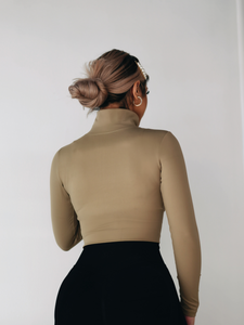 Compression Cropped Sweater (Tan-Nude)