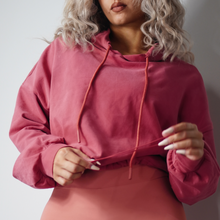 Load image into Gallery viewer, Oversized Cropped Hoodie (Dusky Red)