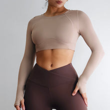 Load image into Gallery viewer, Breathe Me Cropped Long Sleeve Top (Nude)