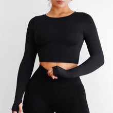 Load image into Gallery viewer, Breathe Me Cropped Long Sleeve Top (Black)