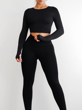 Load image into Gallery viewer, Breathe Me Cropped Long Sleeve Top (Black)