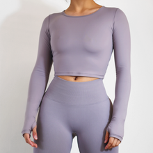 Load image into Gallery viewer, Fitted Long Sleeve Top (Lilac Taupe)
