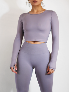 Fitted Long Sleeve Top (Lilac Taupe)