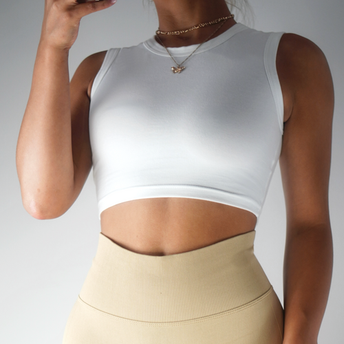 Fitted Cropped Tank Top (White)