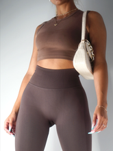 Load image into Gallery viewer, Fitted Cropped Tank Top (Mocha)