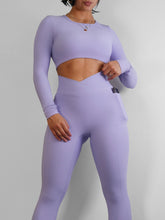 Load image into Gallery viewer, Ribbed Long Sleeve Sports Top (Lilac)