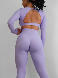 Ribbed Long Sleeve Sports Top (Lilac)