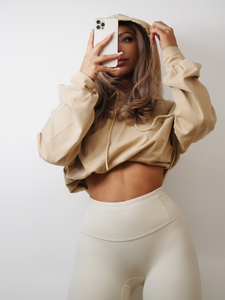 Oversized Cropped Hoodie (Nude)