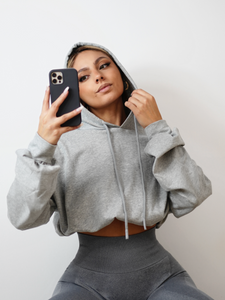 Oversized Cropped Hoodie (Gray)
