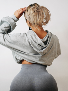 Oversized Cropped Hoodie (Gray)