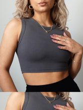 Load image into Gallery viewer, Fitted Cropped Tank Top (Gray)