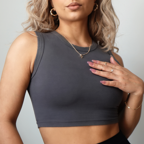 Fitted Cropped Tank Top (Gray)