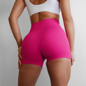 Seamless Ribbed Booty Shorts (Hot Pink)
