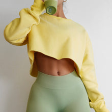 Load image into Gallery viewer, Oversized Cropped Sweatshirt (Yellow)