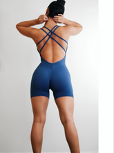 Load image into Gallery viewer, Fitted Short Romper (Blue)