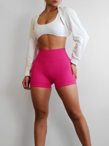 Seamless Ribbed Booty Shorts (Hot Pink)