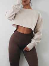Load image into Gallery viewer, Oversized Cropped Sweatshirt (Ivory Taupe)