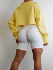 Oversized Cropped Sweatshirt (Yellow)